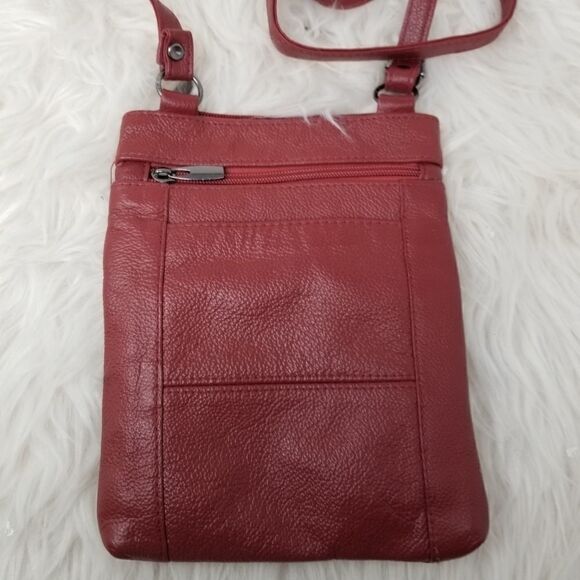 Red Faux Pebble Leather Crossbody Bag - Picture 7 of 8